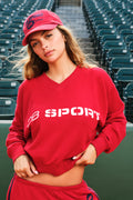 The Club V Neck - Cherry Red