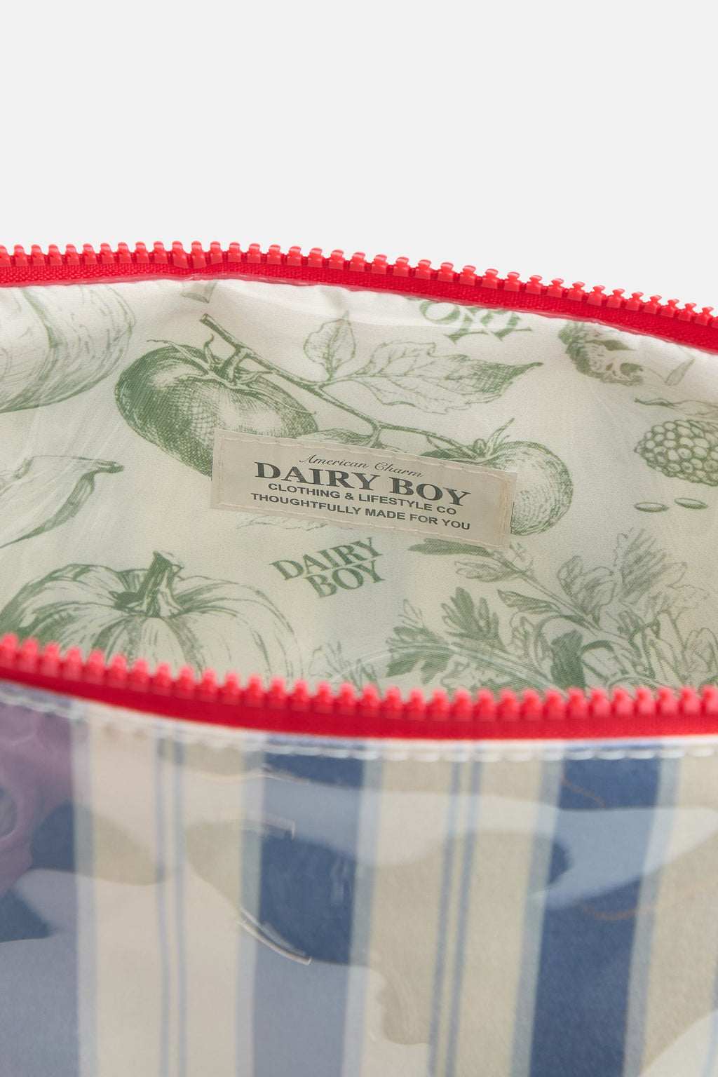 Garden Bed Makeup Bag - Blue Pinstripe