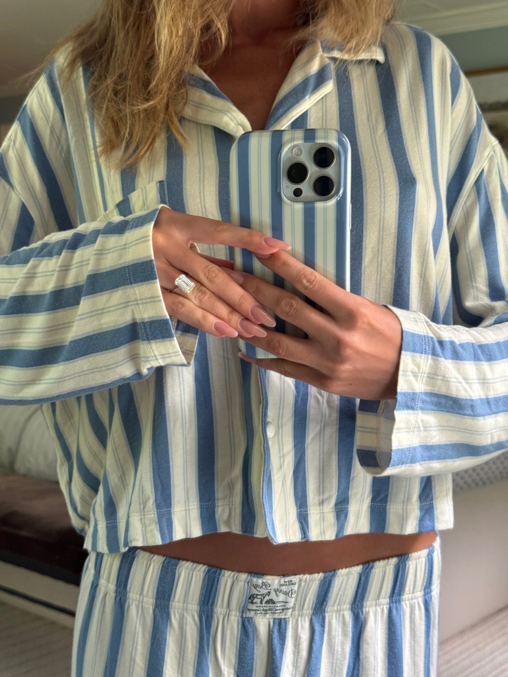 Garden Bed Phone Case - Blue Pinstripe