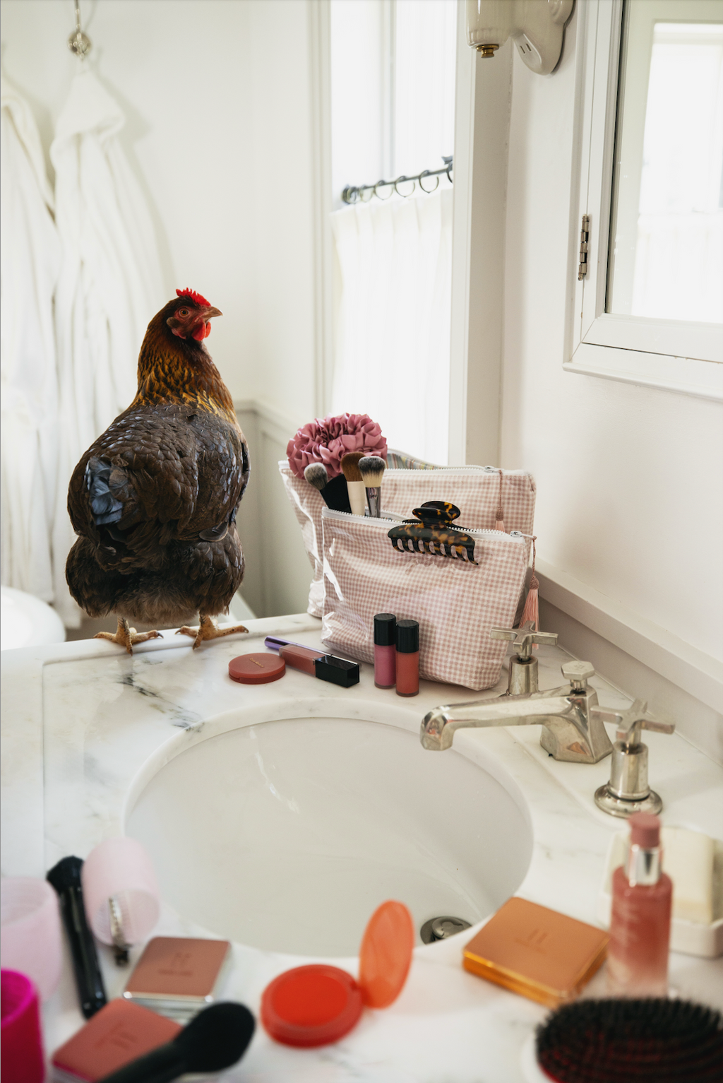 Farm Friends Makeup Bag - Pink Gingham