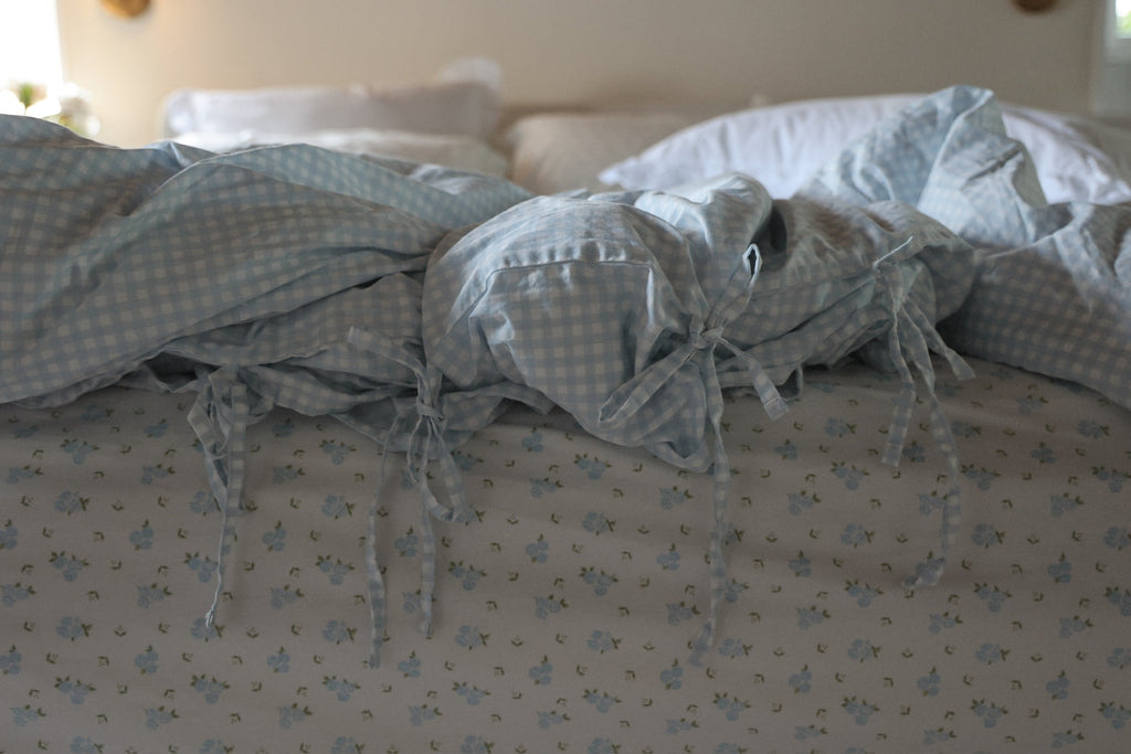 Gingham Duvet Set - Powder Blue